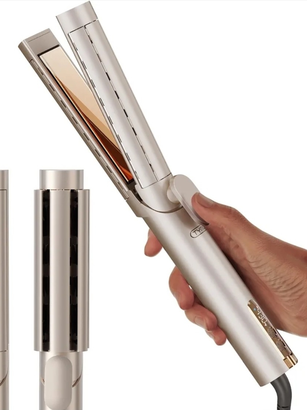 TYMO AIRQ Dual-Size Airflow Flat Iron Curling Iron 1 1/2 Inch to 2 Inch